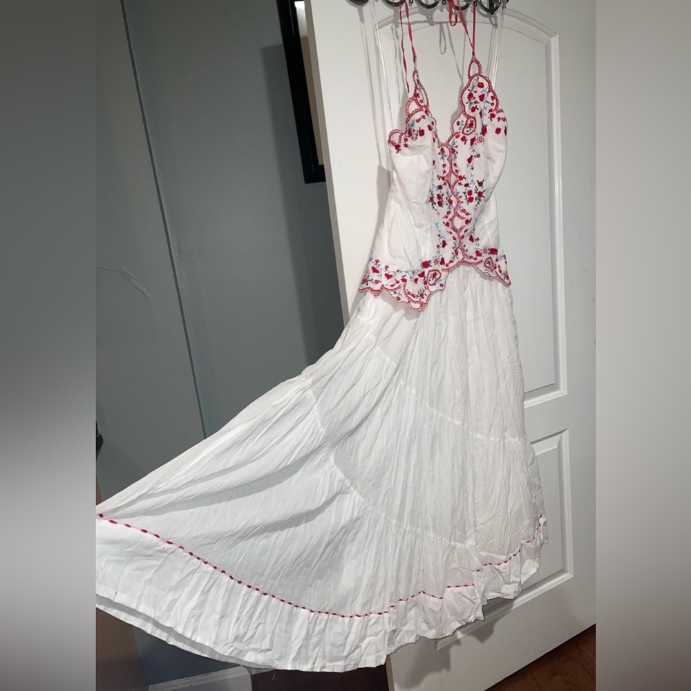 NEW! Free People Valenciana Embroidered Cotton Dress Cottagecore Boho 🍒 Medium - Picture 11 of 16